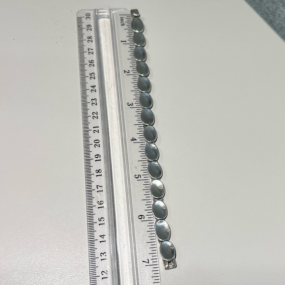 925 Vintage Mexico Sterling Silver Disk Link Bracelet - Picture 11 of 13